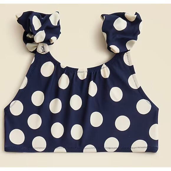 NWT J. Crew crewcuts Puff Sleeve Swim Top 10 Blue White Bikini CH085 Girls - Picture 1 of 4